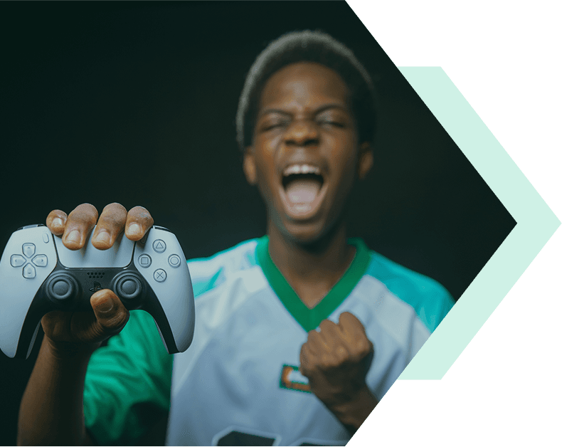 Professional gaming setup with gamer